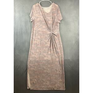 Maurices 24/7 Army Camo Print Dress Stretchy Maxi Dress Short Sleeve Military